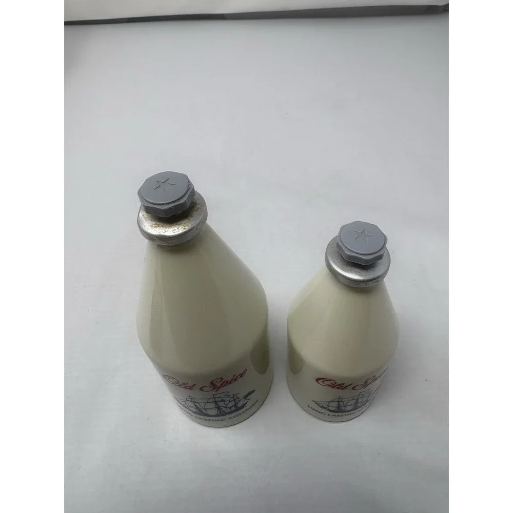 Vintage Old Spice Orignial Milk Glass After Shave Long Lasting Star Tops Empty 2